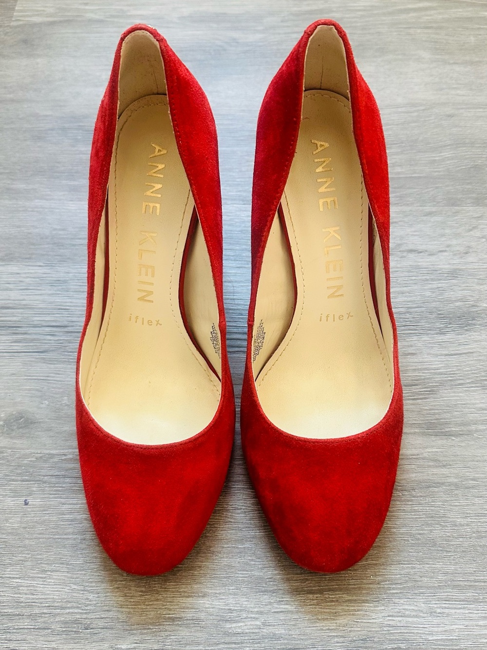 Anne Klein Red Suede Round-Toe Pump